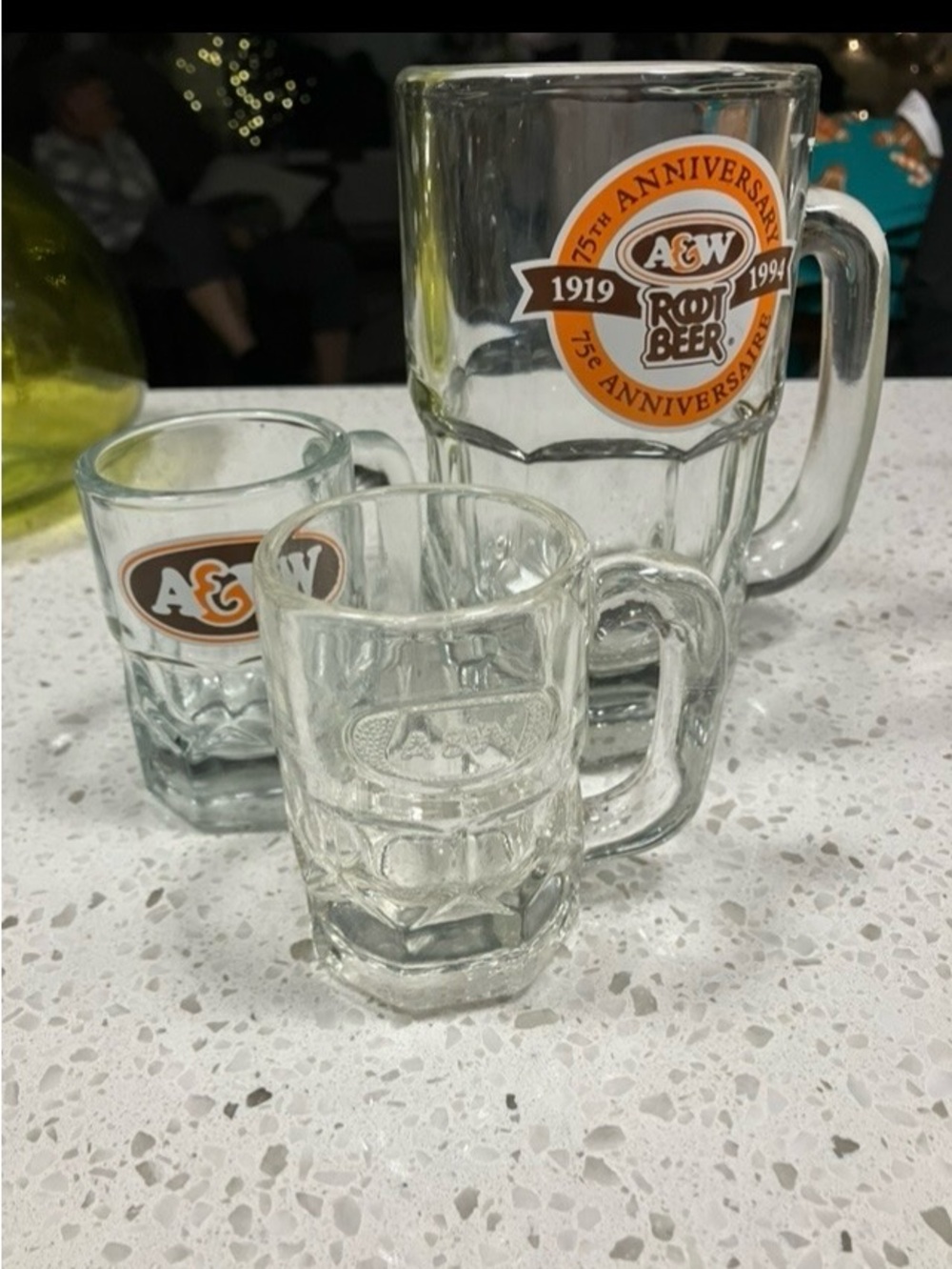 Vintage A&W Root Beer Clear Glass Mugs